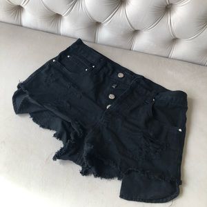 High waist cut off denim shorts black shorts 27